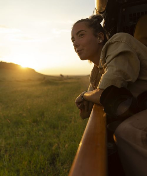 enjoying sunset on a safari tour